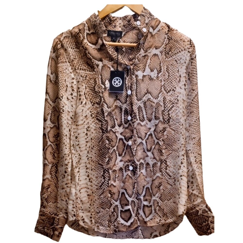 CARLISLE COLLECTION ANIMAL PRINT SILK SHIRT